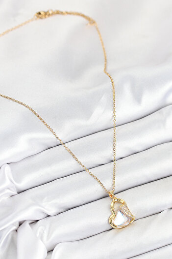Skygo 316L Steel Zircon Stone Heart Model Gold Color Women Necklace - Tj-Bko10523