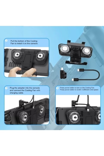 No branded Dual Fan Cooling Device SD06, Steam Deck Compatible, Switch, OLED Switch, Blue LED