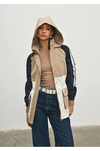 İLKCET MODA Long Length Stripe Block Women's Raincoat