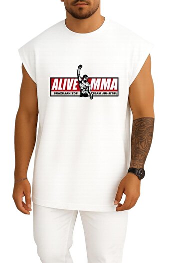 Bahriyeli Collection Oversize Mma Mixed Martial Arts Brazilian Jiu-Jitsu Tank Top with Chest Design