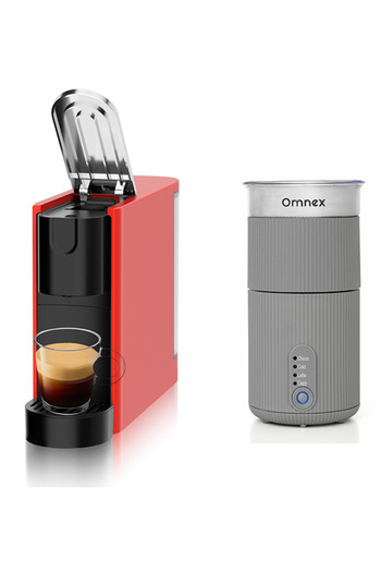 Omnex Ox-Pro Capsule Espresso Machine Red & Swifo Max Milk Frother
