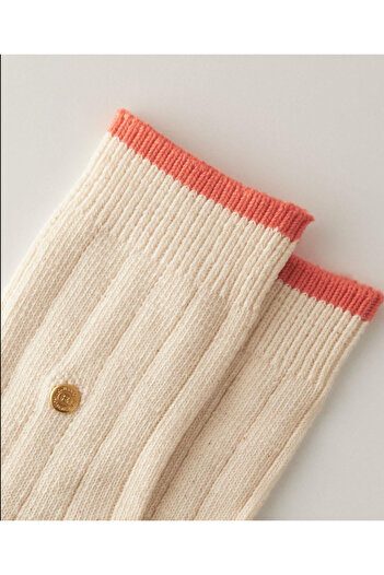Katia&Bony Women's Colorful Striped Cotton Socks Ecru-Coral