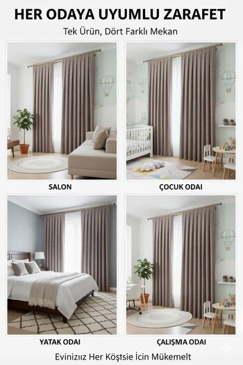 Madame Dower Bohemian Pompom Dark Beige Background Curtain 1X3 Tight Pleated |   Living Room, Children's Room Bohemian Background Curtain