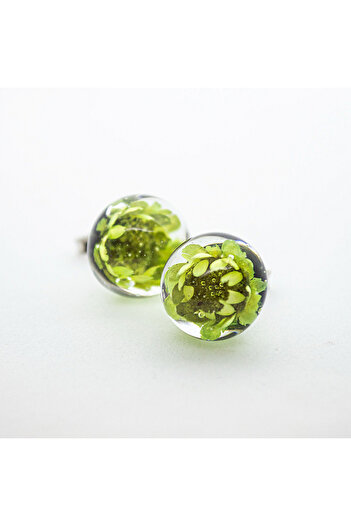 Mudrames Art Handmade resin earrings, Glixia dried flowers, 9-13 mm