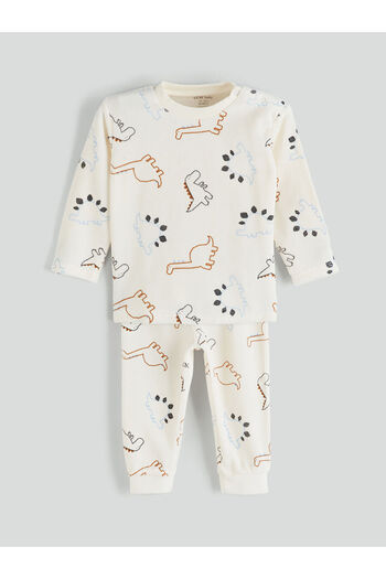 LC Waikiki Beige Crew Neck Baby Boy Pajama Set