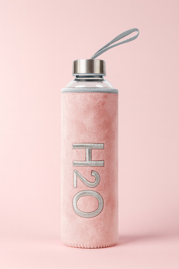 Tohana Glass Flask with Plush Cover 600 ml Light Pink