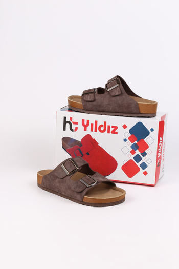 h.t. yıldız ayakkabı & terlik Madrid Unisex Orthopedic Sole Slippers with Double Strap Buckle Daily Comfortable Home & Outdoor Slippers