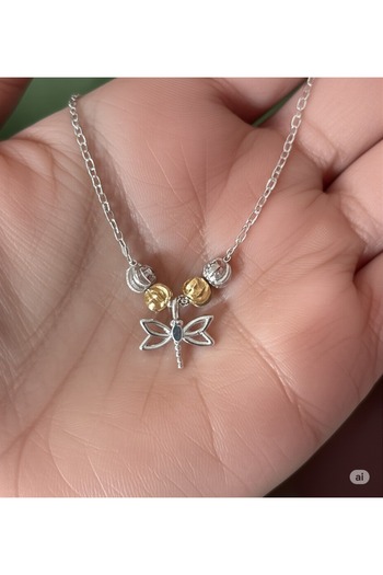 denars jewelry Women's "Grace in Wings" – Stainless Steel Necklace with Ladybug & Butterfly Figures