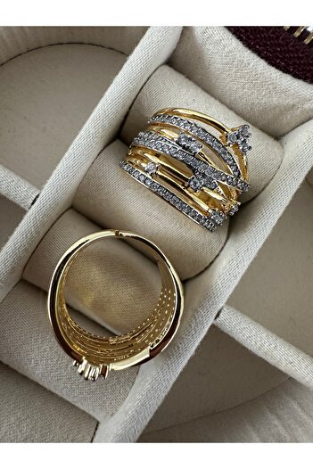 ringbox Double Color Stone Thick Ring