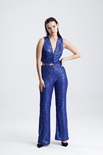 Sense Elastic Waist Sequin Evening Pants |   Pnt35233 Saks