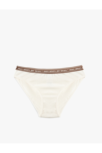 Koton Comfortable Fit Printed Waist Detailed Cotton Brief Panties