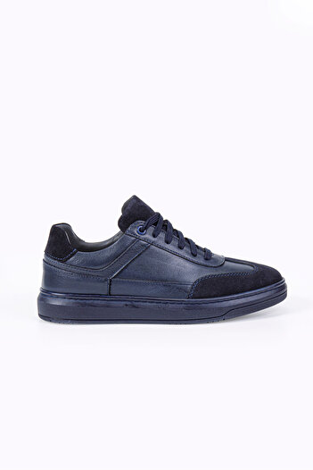Vantaggio Lucero Navy Blue 100% Genuine Leather Men's Sneaker Shoes