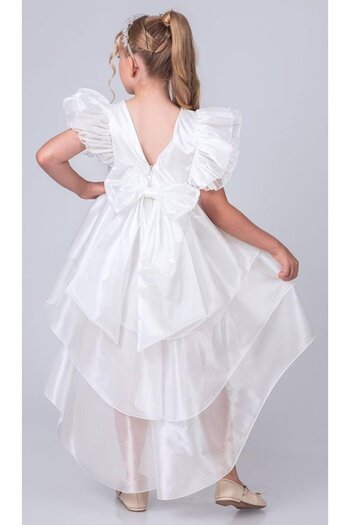 Tarz Çocuk Girls' Evening Dress Ruffled, Front Short Back Long Special Occasion Dress