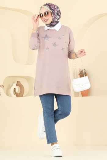 ModaMerve Stone Detailed Two-Strand Tunic 102Ozn1046-Ms Vision
