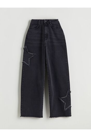 LC Waikiki Lcw Kids Star Embroidered Wideleg Girls' Jean Pants