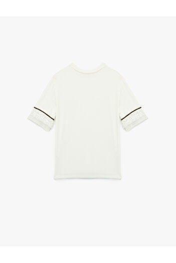 Koton Slim Fit Lace Detailed Short Sleeve Crew Neck T-Shirt