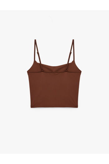 Koton Skinny Fit Slim Strap Crop Πυτζάμα Μπλούζα