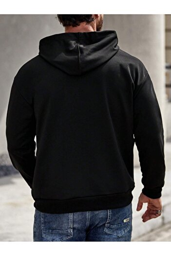 Mythologie Φούτερ True Religion - Μαύρο με στάμπα Oversize Hoodie με κουκούλα