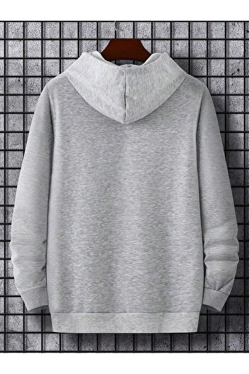 Mythologie Ew People Sweatshirt - Gray Printed Oversize Ribbon Hoodie