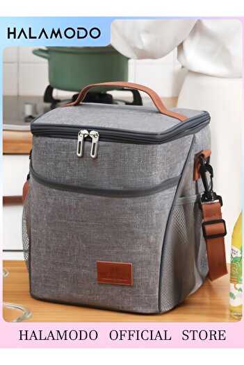 HALAMODO Large Lunch Bag Insulated Lunch Box Soft Cooler Cooling Tote with Removable Shoulder Strap
