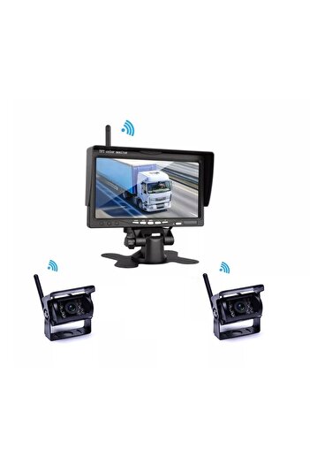 Electronice Online 7 inch split screen truck monitor kit, with 2 wifi cameras, BSD