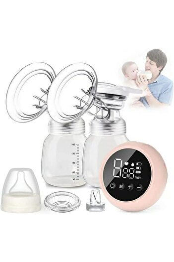 Yelajoy Double Wearable Electric Breast Pump, With LCD Screen, 1200mAh, 2 modes, for Newborn, Pink
