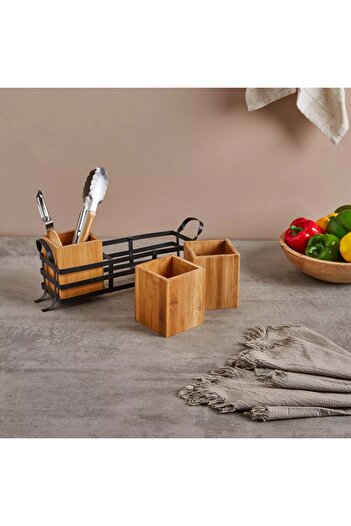 Generic Finesse 3-Piece Kitchen Cutlery Holder with Metal Rack