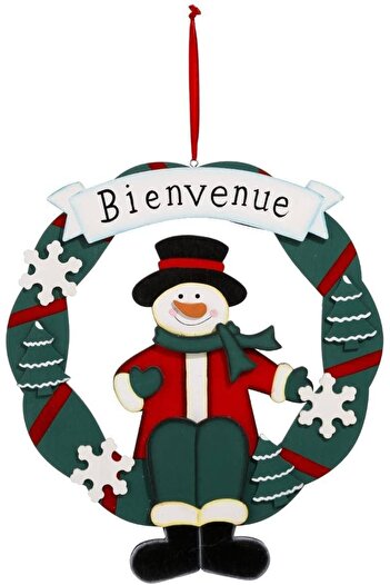 Fééric Lights and Christmas Feeric Lights door wreath, wood, green/white/red, 30 x 33 cm