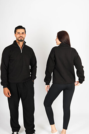 Jooy Half Zipper Sweatshirt Dear Couple Combination Black Set of 2