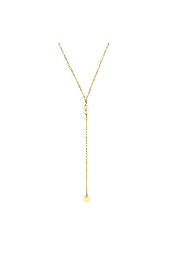 ohmygod jewelry Colier din argint placat cu aur, cu perlă și monedă – Talisman norocos