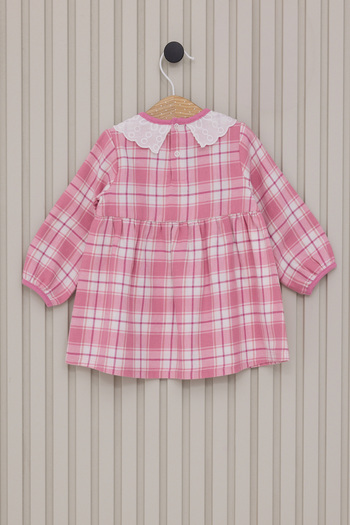 U.S. Polo Assn. Baby Girl Pink Plaid Patterned Dress Bandana 2'Li Set 50322807-Vr071