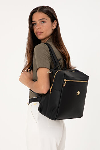 U.S. Polo Assn. Women's Black Double Strap Backpack 50319179-Vr046