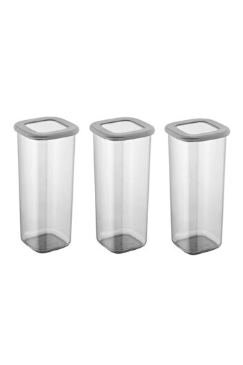 Kosova Storage box set 964FRM1106, 3 pcs, 1750 ml, 10x24.5 cm, Gray/Transparent