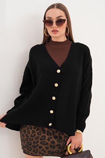 ŞİMAL Women's Button Closure Knitwear Knitted Loose Cardigan 255314 -