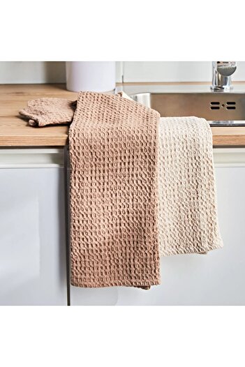 Generic Washed Waffle 2-Piece Kitchen Towel Set - 65x45 cm