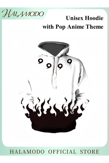 HALAMODO Unisex Hoodie with Pop Anime Theme Long-Sleeved Printed Tops Casual Sweatshirts