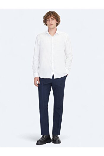 Kip White Regular Fit Woven Classic 100% Cotton Shirt