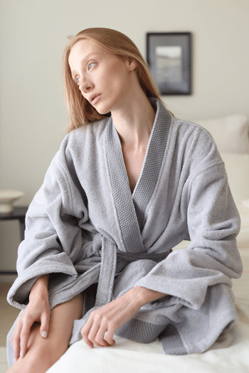 İrya Travertine 100% Cotton Women's Bathrobe Gray
