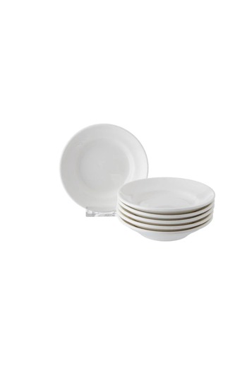 ORIAN 13 cm white porcelain serving plate set, 6 pieces