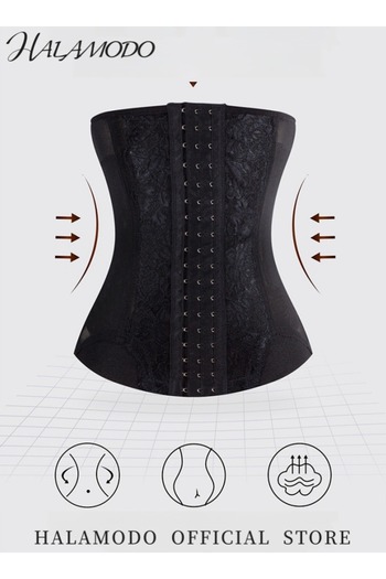 HALAMODO Women's Waist Trainer Corset for Everyday Wear Steel Boned Tummy Control Body Shaper
