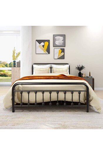 Crestj Modern Durable Metal Bed - Black Color || 200cm * 200cm