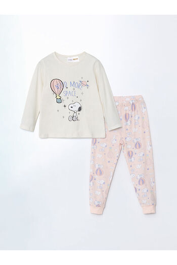 LC Waikiki Crew Neck Snoopy Printed Girl's Pajama Set