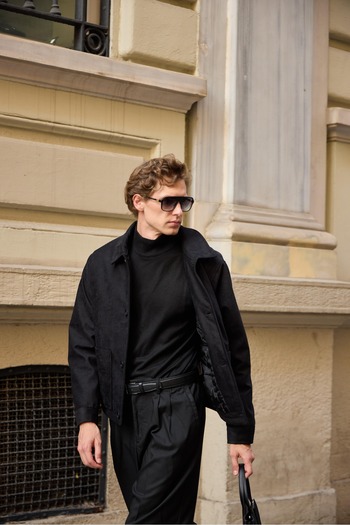 Danger Suede Quilted Men's Coat Black Jacket