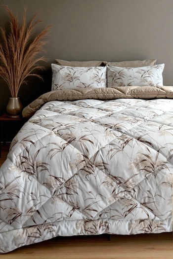 Alla Turca Double Size 4 Pillowcases with Elastic Sheets Double-Sided Sleeping Set-Natura Milk Coffee