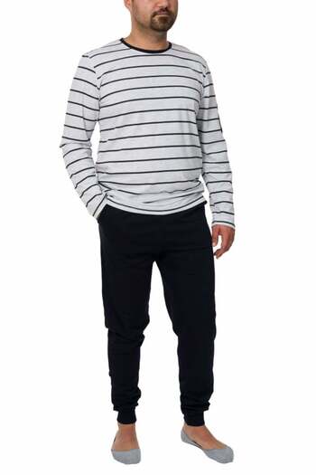 Centini Men's cotton pajamas, Alberto, gray/navy blue