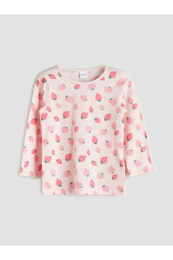 LC Waikiki Crew Neck Strawberry Printed Girls' Pajama Set