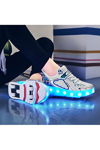 KidLe Kids Roller Skates Shoes, Rechargeable Skates Shoes With Double Wheels Sport Sneaker