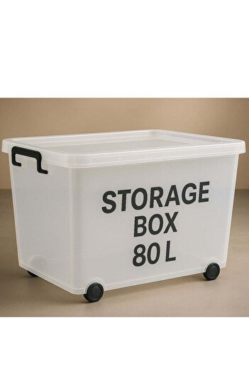 ALMUFARREJ Plastic Storage Box Multipurpose Transparent Plastic Storage Box With Wheels And Lockable