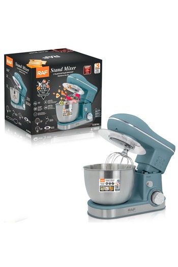 raf 1600W Stand Mixer, 4L Stainless Steel Bowl, 6 Speed Control, Dough Hook & Whisk