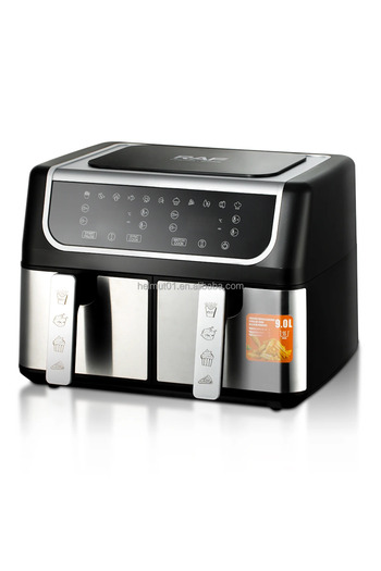 raf 1700W Dual Air Fryer, 9L (4.5L+4.5L) Family Capacity, 360° Hot Air, Digital Easy Clean